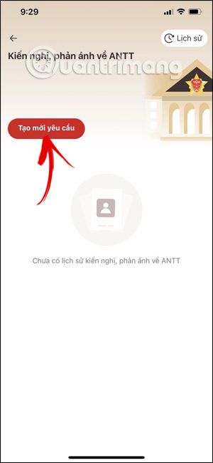 Tạo mới yêu cầu phản ánh trên VNeID