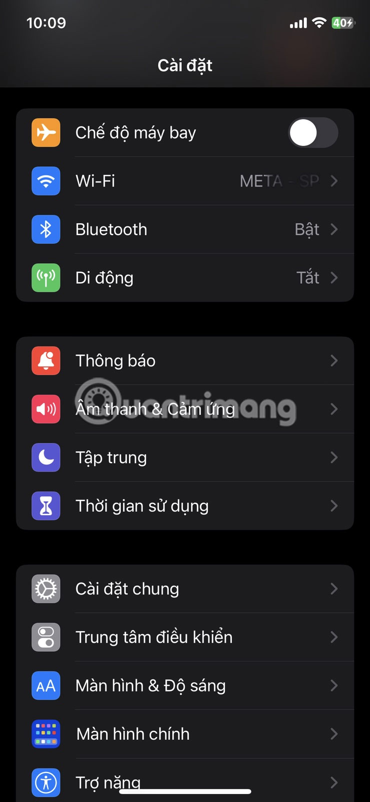 Vào Cài đặt