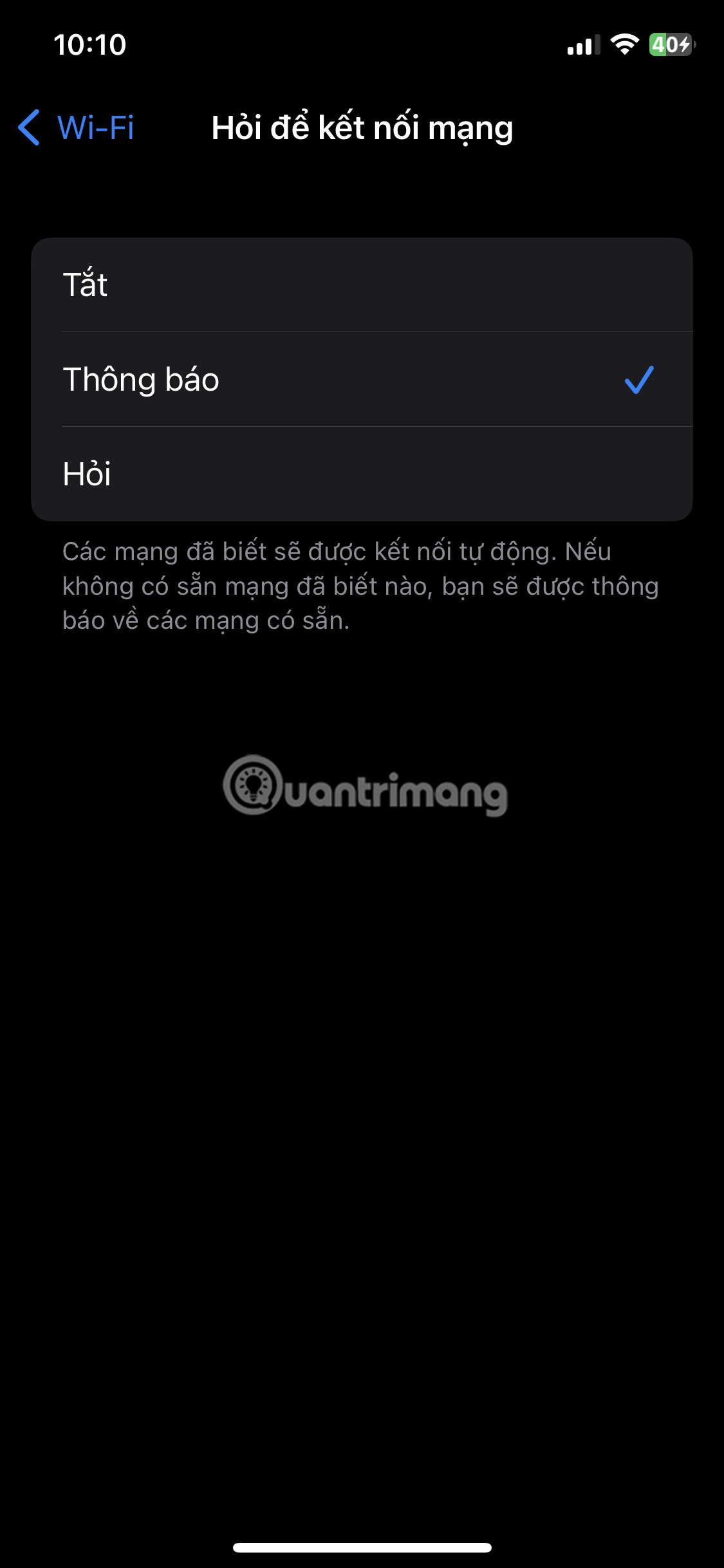 Nhấn Tắt