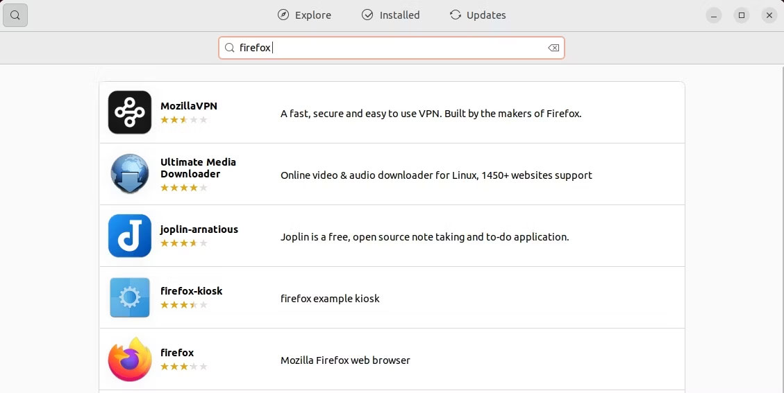 Tìm kiếm firefox trong Software Center