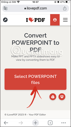 Tải PowerPoint lên iLovePDF