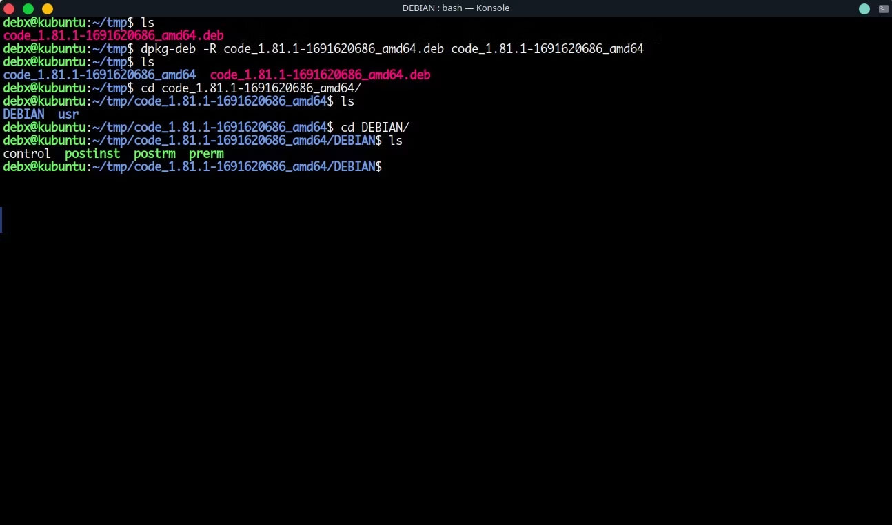 Giải nén và di chuyển vào thư mục DEBIAN