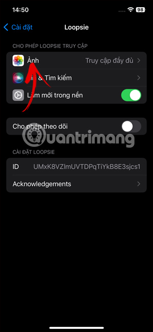 Chỉnh truy cập album trên iPhone