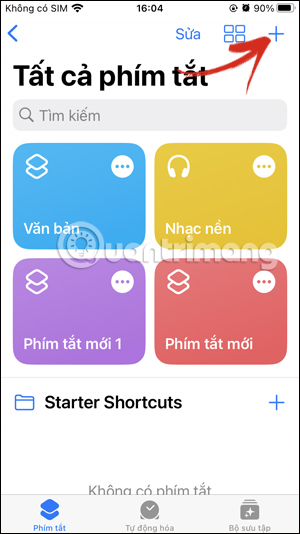 Thêm tác vụ trên Phím tắt iPhone