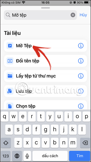 Tác vụ Mở tệp