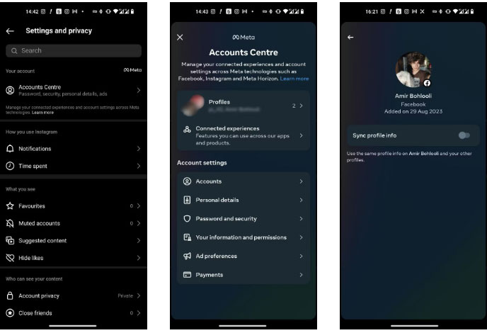 Đồng bộ thông tin profile trên Instagram