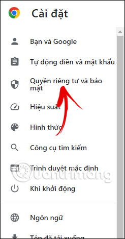 Chỉnh riêng tư và bảo mật Google Chrome