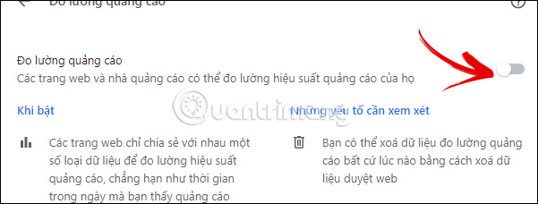 Tắt đo lường quảng cáo Google Chrome