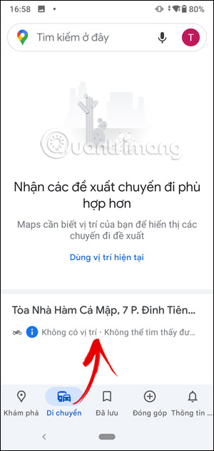 Tuyến đường đã lưu trên Google Maps