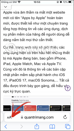 Tùy chọn trình duyệt Safari