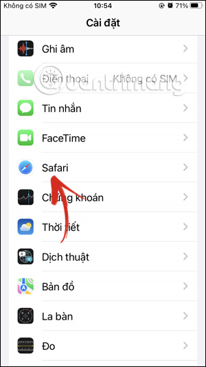 Chỉnh trình duyệt Safari