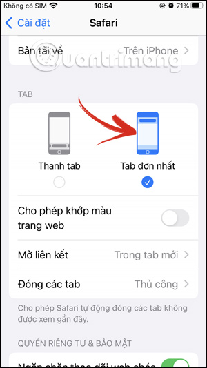Chuyển vị trí thanh tìm kiếm lên đầu Safari