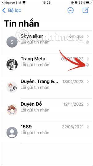 Thông báo đã tắt