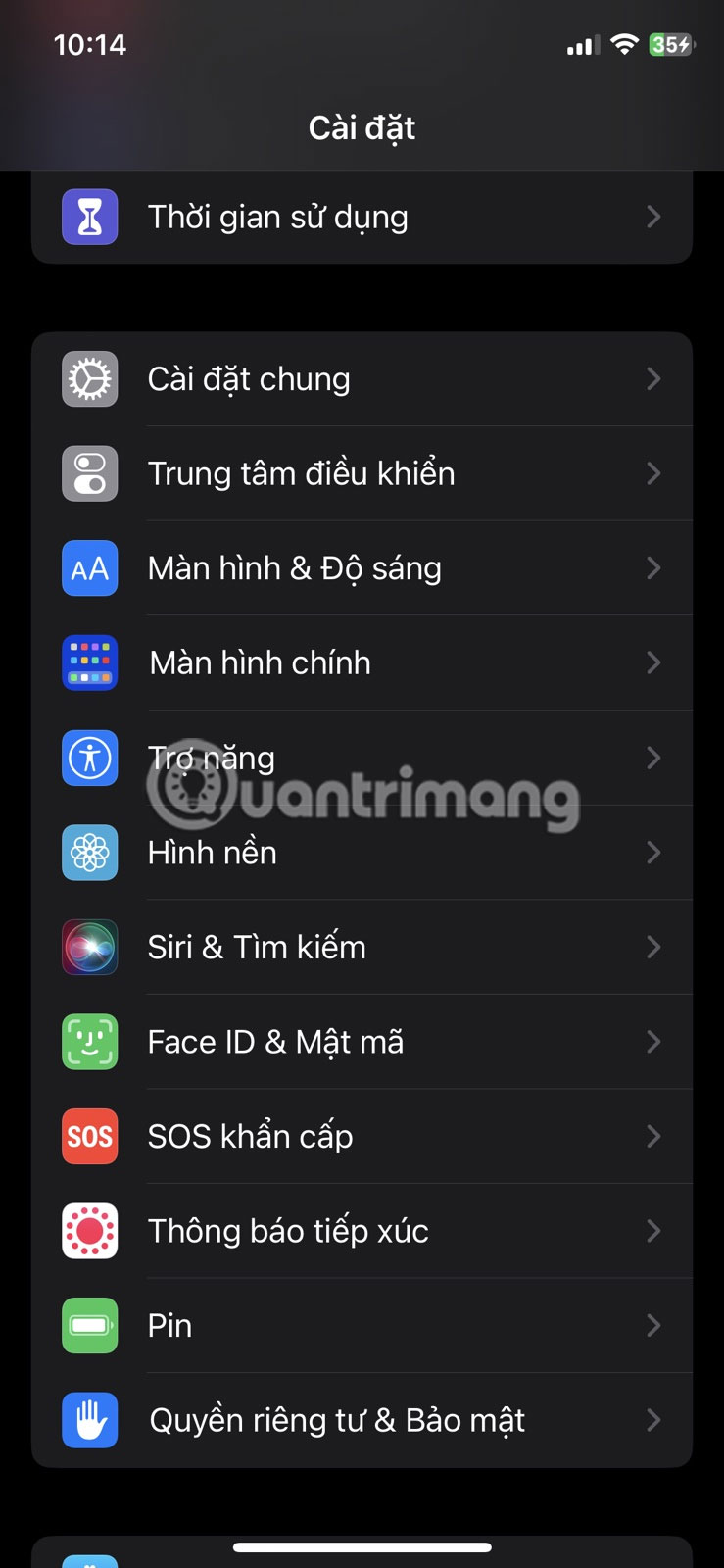 Ứng dụng cài đặt iPhone