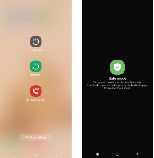 Tùy chọn tắt nguồn và nút Safe Mode