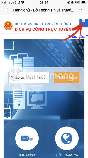Tùy chọn danh mục trên cổng Bộ thông tin