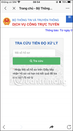 Nhập mã hồ sơ kiểm tra