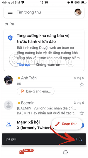 Thu hồi email đã gửi trên Gmail