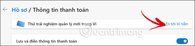 Đi tới ví tiền trên Microsoft Edge