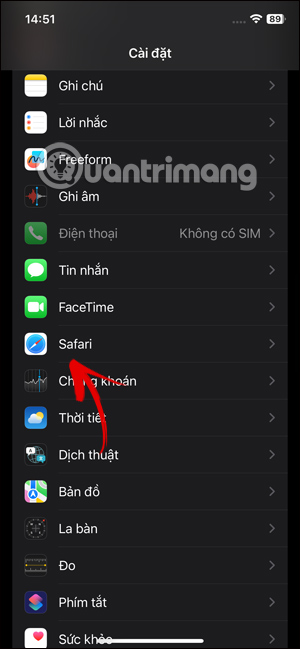 Cài đặt Safari trên iPhone