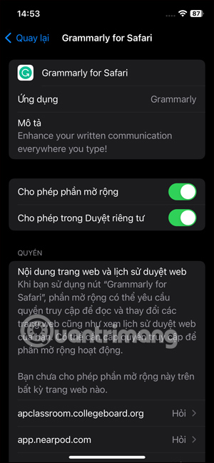 Dùng tiện ích chế độ ẩn danh Safari