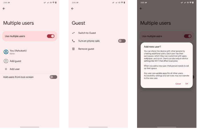 Thiết lập user mới