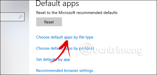 Choose Default App by File Type trên Windows 