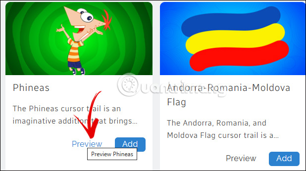 Xem các mẫu trỏ chuột Cursor Trail