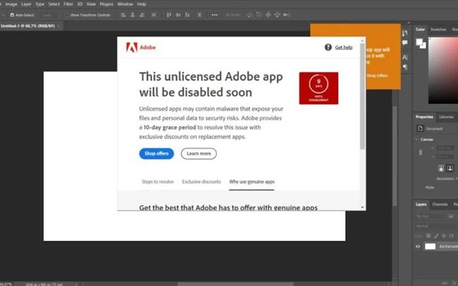 Adobe mạnh tay chặn phần mềm lậu