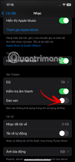 Bật Crossfade trên Apple Music
