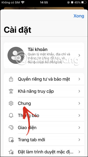 Chỉnh cài đặt Chung trên Edge