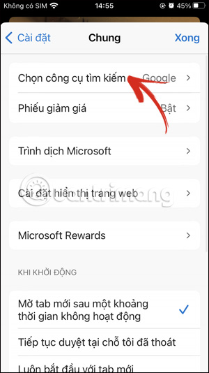 Chỉnh công cụ tìm kiếm trên Edge