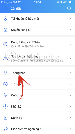 Chỉnh thông báo Zalo
