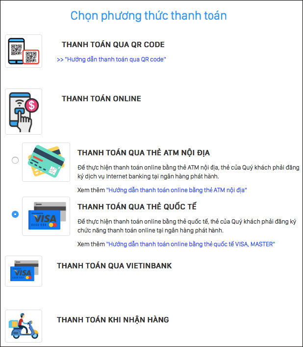 Hình thức thanh toán mua sim Vinaphone