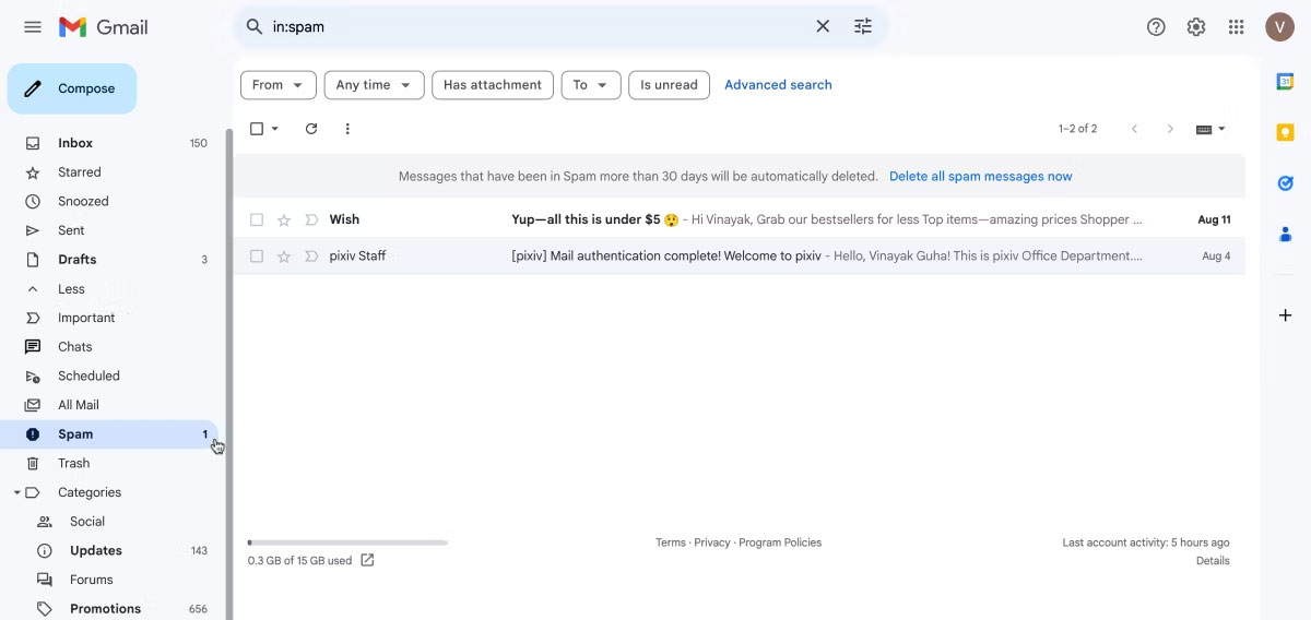 Mục Spam của Gmail