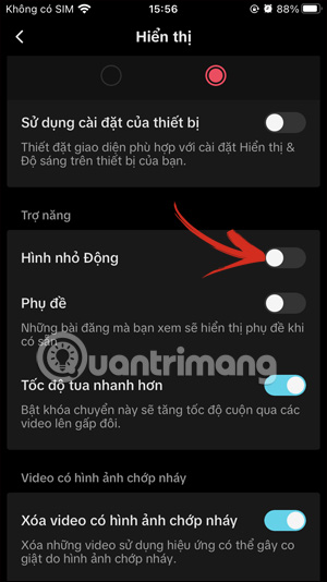 Tắt hình thu nhỏ động trên TikTok