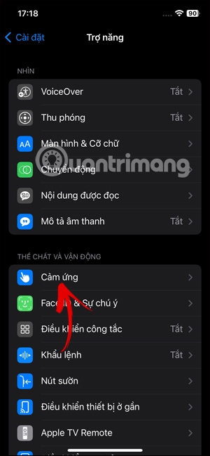 Chỉnh cảm ứng trên iPhone