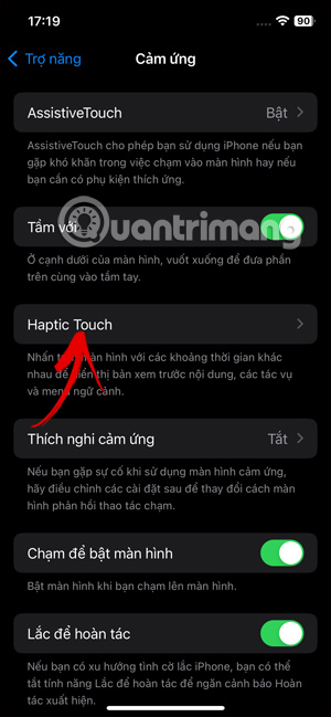 Chỉnh Haptic Touch trên iPhone 