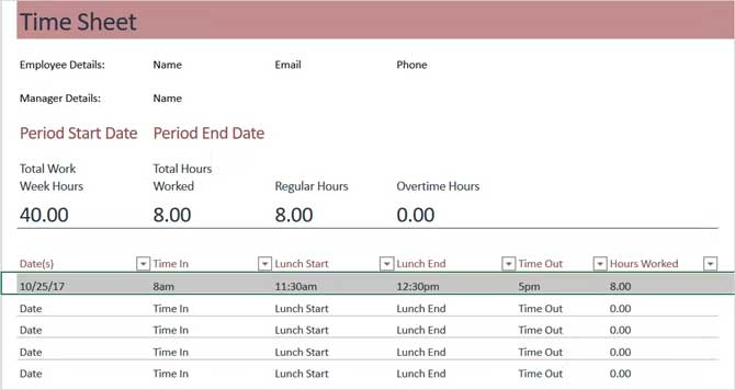 Mẫu timesheet