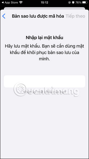 Nhập lại mật khẩu sao lưu WhatsApp