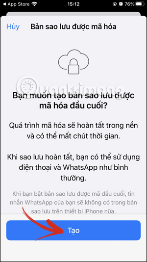 Tạo bản sao lưu WhatsApp