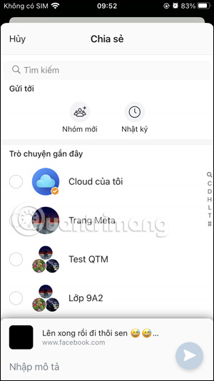Chia sẻ video Facebook Reels lên Zalo
