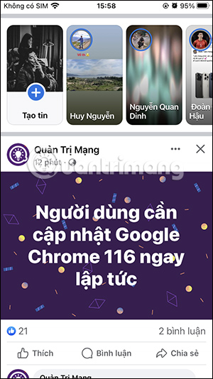 Chụp ảnh mành hình Facebook 