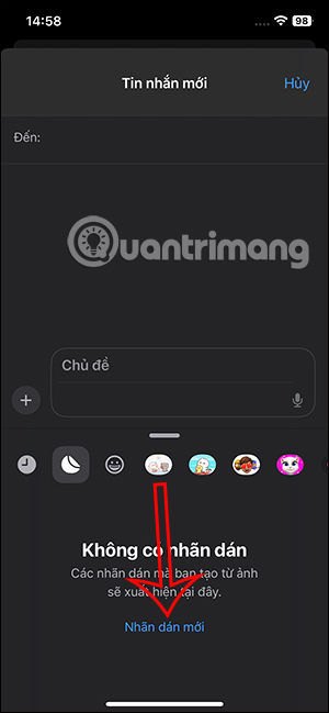 Tạo nhãn dán mới trên iPhone