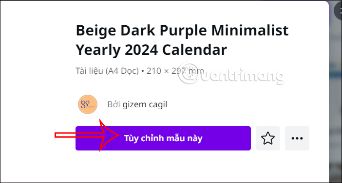 Tùy chỉnh mẫu lịch trên Canva 
