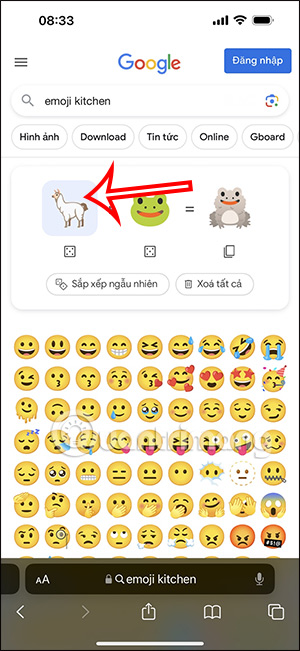 Thay đổi emoji trong Emoji Kitchen