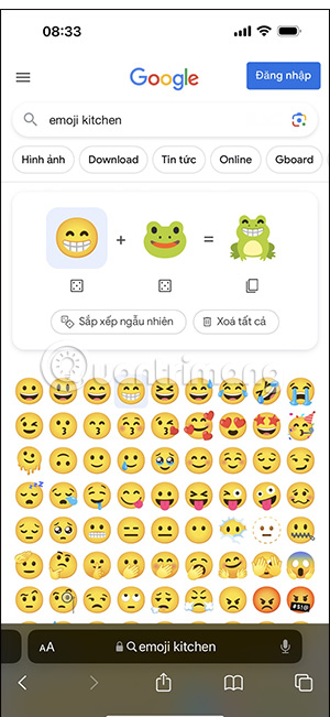 Tạo emoji mới trên Emoji Kitchen