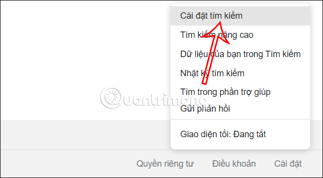 Cài đặt tìm kiếm Google Search