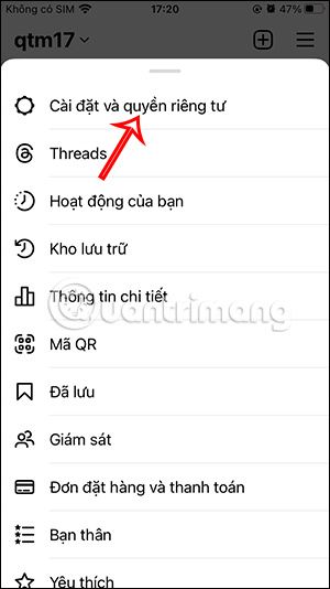 Cài đặt tài khoản Instagram