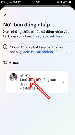 Số lượng thiết bị đăng nhập Instagram
